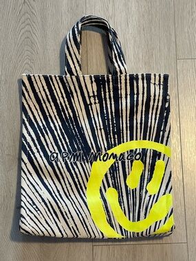 APM Monaco Tie Dye Smiley Face Cotton Canvas Tote Bag